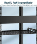 Slick Smart Push In Cage Nuts And M6 Rack Screws Kit With 40 Heavy Duty Mounts And 80 Bolts for 19 Inch Server Cabinets view of rack equipment mount