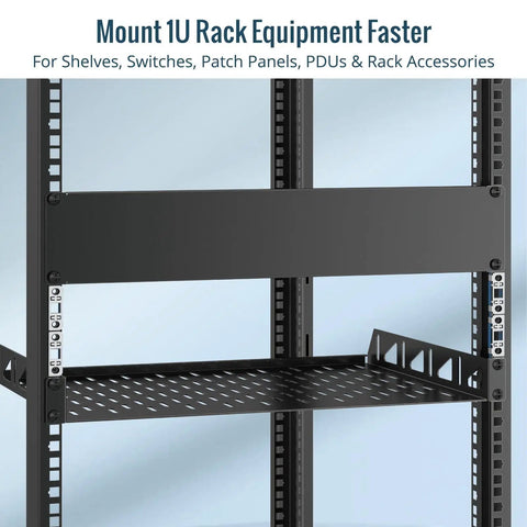 Slick Smart Push In Cage Nuts And M6 Rack Screws Kit With 40 Heavy Duty Mounts And 80 Bolts for 19 Inch Server Cabinets view of rack equipment mount