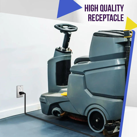 Industrial Grade Decorator Outlet 20A 125V Tamper-Resistant Duplex Receptacle Self Grounding 5-20R in use with cleaning machine