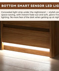 Bottom view of sleek nightstand set of two killer bedside table with built in charging station LED mood light.