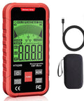 3-In-1 EMF Meter Portable RF EF MF Detector For Home And Office, Handy Signal Sniffer That Lets You Gauge Real Time RF Up To 3.5GHz, Electric Field In V Per Meter, Magnetic Field In mG Per uT, Perfect For 5G, WiFi, And Daily Detections, red handheld unit with USB cable and case