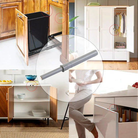 Push To Open Cabinet Hardware 20 Pack Hidden Door Latches And Push Release Drawer Pulls for RV Closets Gray Finish