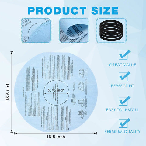 10 Pack VF2002 Wet Dry Vacuum Filter Discs for Shop Vac 5 Gallon and Larger, product size 18.5in diameter with 4 retaining bands.