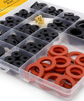 160 Piece Hose Bib Washer and Faucet Washer Kit With 14 Sizes Includes Hose Gaskets Flat and Beveled Rubber Washers Brass Bibb Screws