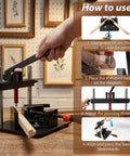 Hand Operated Picture Frame Stapler Kit For Easy Framing No Power Needed Frame Joiner Jig Tools With V-Shaped Nails, Adjustable Corner Clamp, Seamless Assembly, Pro Grade, Durable And Budget Friendly. Hand lever frame joiner with clamp