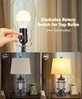 Farmhouse Table Lamps Set of 2, 3 Way Dimmable Touch Lamps With USB Port And Rotary Switch, on-off light demonstration