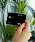 Fido2 Certified Multi Factor Auth Token Nfc Smart Card in hand, showcasing black sleek design, used for passwordless login