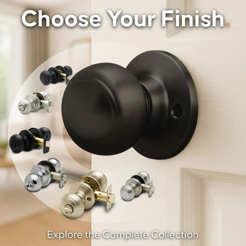 Colonial Style Tuscan Bronze Passage Interior Door Knob, ANSI Grade 3 Certified Heavy Duty Handle, Reversible For Bedroom, Bathroom And Closet Doors, Easy Five Minute Install, Non Locking Hallway And Room Knob in various finishes