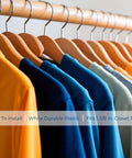 Closet Pole Sockets For One And Three Eighths Inch Poles White Plastic Mounts with clothes on hangers, closet rod view