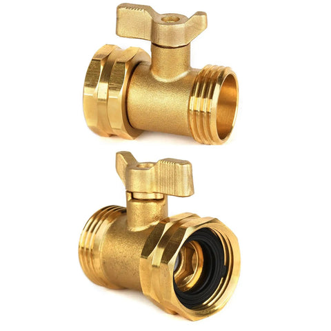 Extended Handle No Fuss Brass Hose Shut Off Valve For Garden, Three Quarter Inch Connectors, Heavy Duty Water Shut Off Valve, 2 Pack