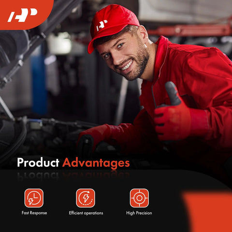 A-Premium engine coolant temperature sensor product banner; mechanic in red uniform under a car hood.