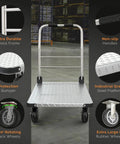 Beefy 3000 Lbs Capacity Foldable Push Cart Dolly Moving Platform Hand Truck Heavy Duty Space Saving Collapsible Swivel Flatbed Wagon For Furniture And Luggage Lifting, steel platform and 6" wheels