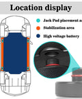 PSLER Tesla jack pad four-pack; black rubber lifting pads for Model 3/Y/X/S, top-down layout with pad close-up