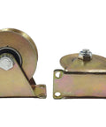 MLHpeak V-Type groove wheel caster pair, 3-inch, with mounting plates, front and side views