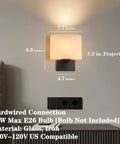 Modern Black Milk Glass Wall Sconces, 1 Pack Hardwired Wall Light Fixtures mounted on wall with measurements shown.