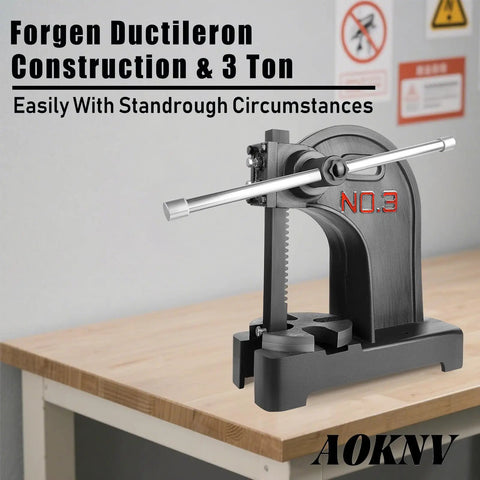 Premium 3 Ton Manual Arbor Press With Smooth Hand Wheel Heavy Duty Desktop Punch Press Machine Built Like A Tank on workbench.