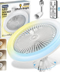 Adjustable Socket Fan Light With Remote And Extender For 2200 Lumen Enclosed LED Bulb Fan Mini Ceiling Fan With Light E26 E27