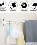 Solid Build Chrome Shower Door Handles And Towel Bar Brackets With 2 Inch Mount Holes And Full Hardware Kit For A No Sweat Bathroom Refresh Or Shower Door Replacement Job with hanging towels and sponges.