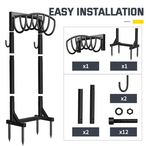 Heavy Duty Garden Hose Holder Stand With Four Spikes And Two Tool Hooks Freestanding Metal Hose Reel Organizer parts
