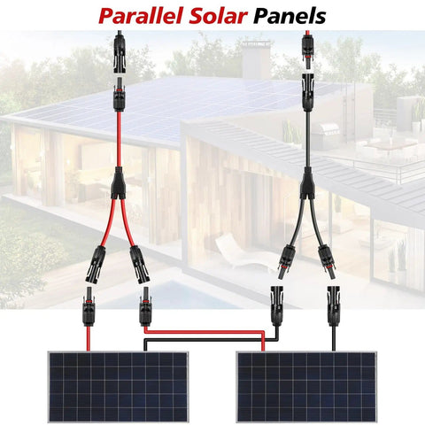 4 Pairs Solar Y Branch Connectors Kit 1 To 2 Parallel PV Adapters 30A Cable Wire Plug Tool Set 14-10 AWG Solar Panel Cables