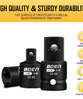 Impact Socket Adapter And Reducer Kit For SAE Sizes One Quarter Inch Three Eighths Inch And One Half Inch Five Piece CRMO Steel