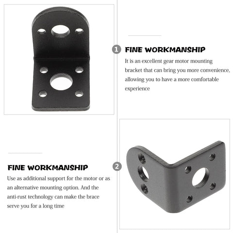 COHEALI motor mounting bracket set; black anti-rust metal with screws; two brackets shown (block and L-shaped) for DC gear motors.