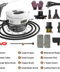 Beast 2500W High Temperature Steam Cleaner With One Point Seven Liter Tank And Handle Controlled Output accessories layout