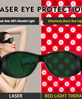 Tough As Nails Laser Safety Glasses For IPL Hair Removal With Broad Spectrum Protection and OD 4 Plus rating worn by woman, blocking harmful light.
