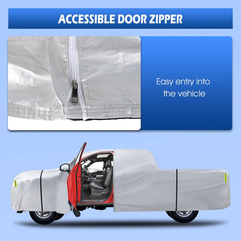 All Weather Truck Bed Cover Waterproof Six Layer Construction Fits Most Full Size Pickups Up To 250 Inches Long with zipper access