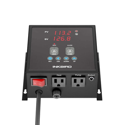 Front view of Heating And Cooling PID Temperature Controller IPB-16S with digital display and control buttons in a rugged metal case.
