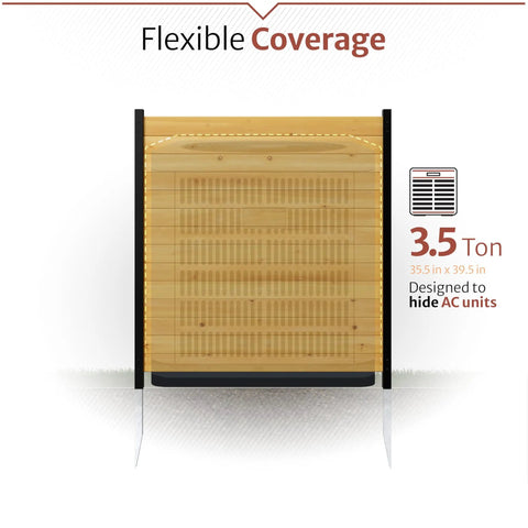 Front view of Cedar Wood Privacy Screen Panels For Outdoor Privacy Wall Two Panels 42 Inch High By 38 Inch Wide Easy Install Durable FSC Certified Wood For Pool Equipment Enclosure Trash Can Enclosures And Air Conditioner Fence