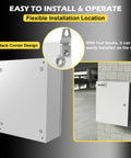 Heavy Duty Outdoor Electrical Junction Box With Boss Level Steel Construction And Legit IP66 Waterproof Seal Plus Powder Coated Shell mounted on wall showing back corner design.