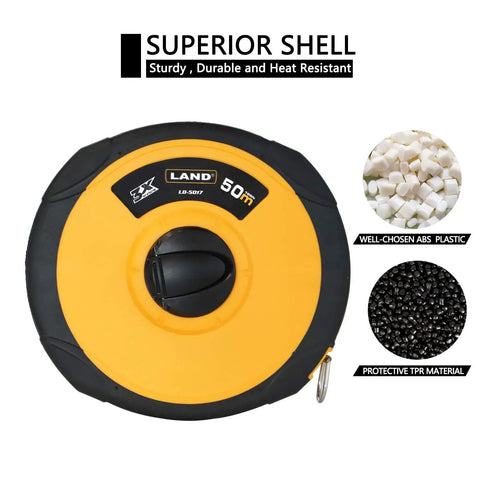 Superior shell of 165 Feet Fiberglass Tape Measure With Dual Inch And Metric Scale, Lightweight Yet Tough As Nails, Long Measuring Tape
