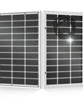 High Efficiency Bifacial Solar Panel Kit 2x100W Monocrystalline Off Grid PV Modules front and back view.