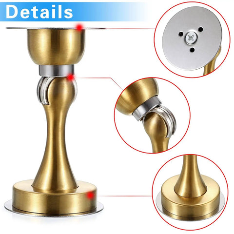Sturdy Magnetic Door Stopper With Gold Finish, Heavy Duty Stainless Steel Door Stopper Magnetic Holder close-up view