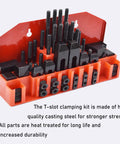 58 Piece T Slot Clamping Kit Set For Fixtures And Milling Pro Grade Step Hold Down Clamps With Three Eighths And Sixteen Stud Clamps