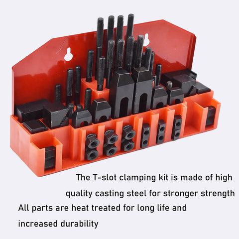 58 Piece T Slot Clamping Kit Set For Fixtures And Milling Pro Grade Step Hold Down Clamps With Three Eighths And Sixteen Stud Clamps