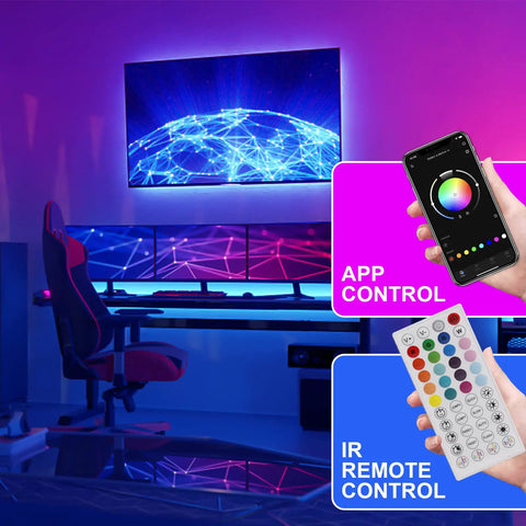 Smart WiFi LED Strip Lights For Bedroom 100ft RGB Color Changing Rope Lights With Music Sync App Control And 44 Keys Remote setup