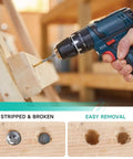 14 Piece Left Hand Drill Bit And Screw Extractor Set removing screws from wood