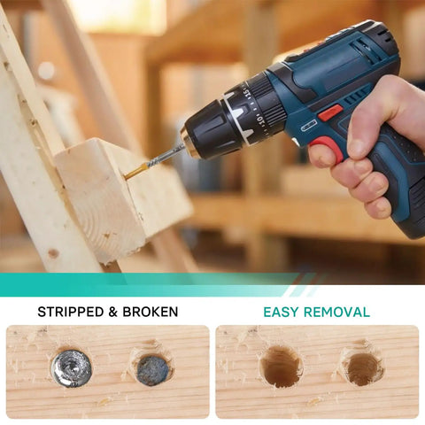 14 Piece Left Hand Drill Bit And Screw Extractor Set removing screws from wood