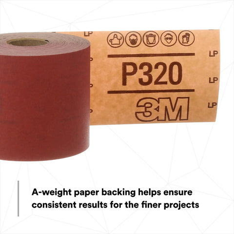Stikit Red Abrasive Sheet Roll Two And Three Quarter Inch By Twenty Five Yard 400 Plus Grade No Hole Automotive Sanding For Coating Removal And Body Repair With A Weight Backing For Consistent Finish shown with label and backing detail.