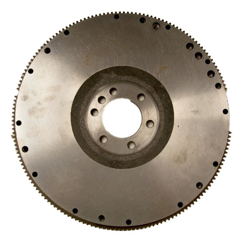 Drop In Replacement Clutch Flywheel For Classic Chevrolet GMC And Pontiac V6 V8 Manuals Built Tough With Smooth Shifting And Bolt Right Up 14.13 Inch Outer Diameter Fitment, showing top view of cast iron flywheel.
