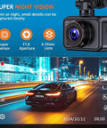 Super night vision feature of Front And Rear Dash Cam 2.5K Dual Car Camera With 2560x1440 Front And 1080P Rear Night Vision 2 Inch IPS Display