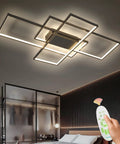 Dimmable Black LED Ceiling Light With Remote Control, Modern Square Flush Mount, 62W, in bedroom