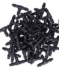 Pile of Drip Irrigation Tee Connectors Kit For 4/7 Inch Hose, 100 Pack Garden Fittings, Micro Sprinkler Connectors