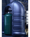 Side view of Hunting Buddy Space Heater 6K To 12K BTU Outdoor Heater with propane tank, camouflage finish, for up to 300 sq ft.