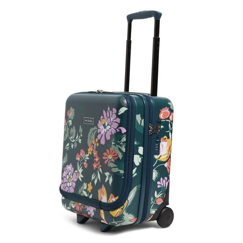 Underseat Carry On Rolling Luggage With USB Charging Port And Durable Hard Shell Protection Fresh Cut Floral Green Finish