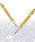 Workhorse 5 Inch Automatic Center Punch Pair Spring Loaded Adjustable Impact Bulletproof Stainless Steel Metal Marker Scriber Hand Tool For Hardcore Machinists And Fabricators on a scratched surface.