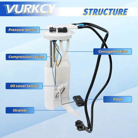 Electric Fuel Pump Module With Pressure Sensor For 2000 To 2005 Chevrolet Cavalier Classic Malibu Oldsmobile Alero Pontiac Grand Am Sunfire L4 2.2L 2.4L And V6 3.1L 3.4L Engines OE Replacement showing pressure sensor, oil level sensor, and float.
