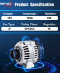 Alternator Replacement For 2000-2005 Chevy Silverado 1500 2500 3500 Tahoe Suburban Avalanche GMC Sierra Yukon Cadillac Escalade With 4.3L 4.8L 5.3L 6.0L Engines, 105 Amp High Output Auto Electrical Component